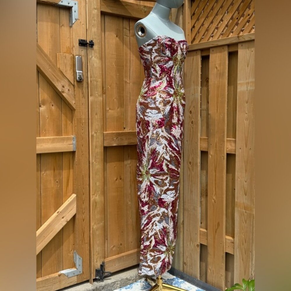 🆕 BRONX & BANCO 🧿 NWOT Dahlia Fuchsia Multi Sequin Maxi Dress, Sz XS US 2 - Picture 5 of 15